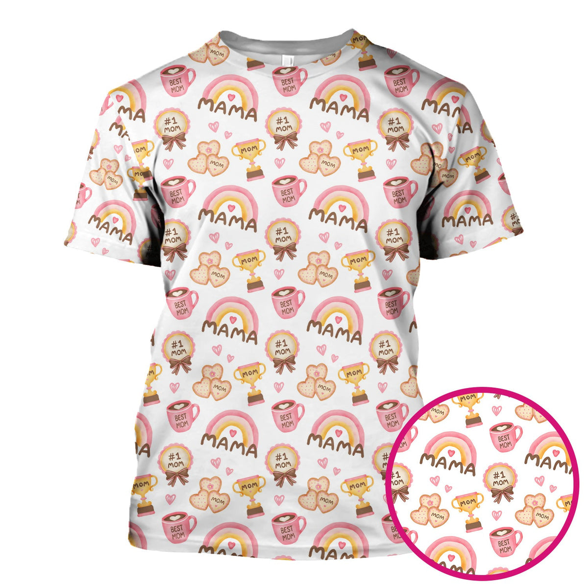Sweet Nurse Mama Rainbow Trophy Heart Scrub Top