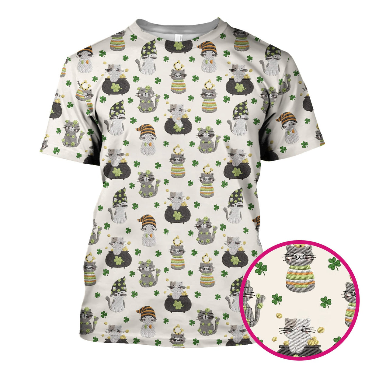 St Patrick Lucky Cat Shamrock Nurse Scrub Top