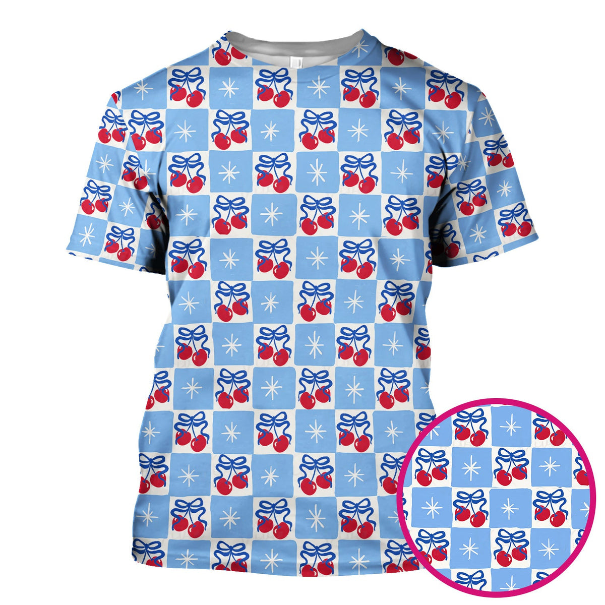Cherry Bow Gingham Nurse Scrub Top