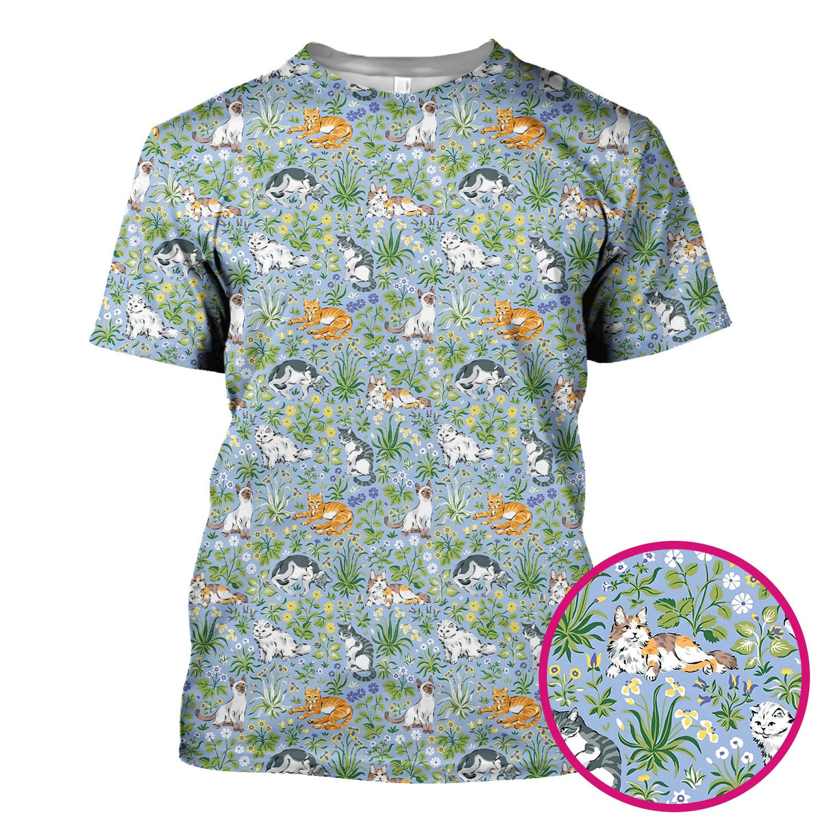 Floral Cat Garden Nurse Scrub Top