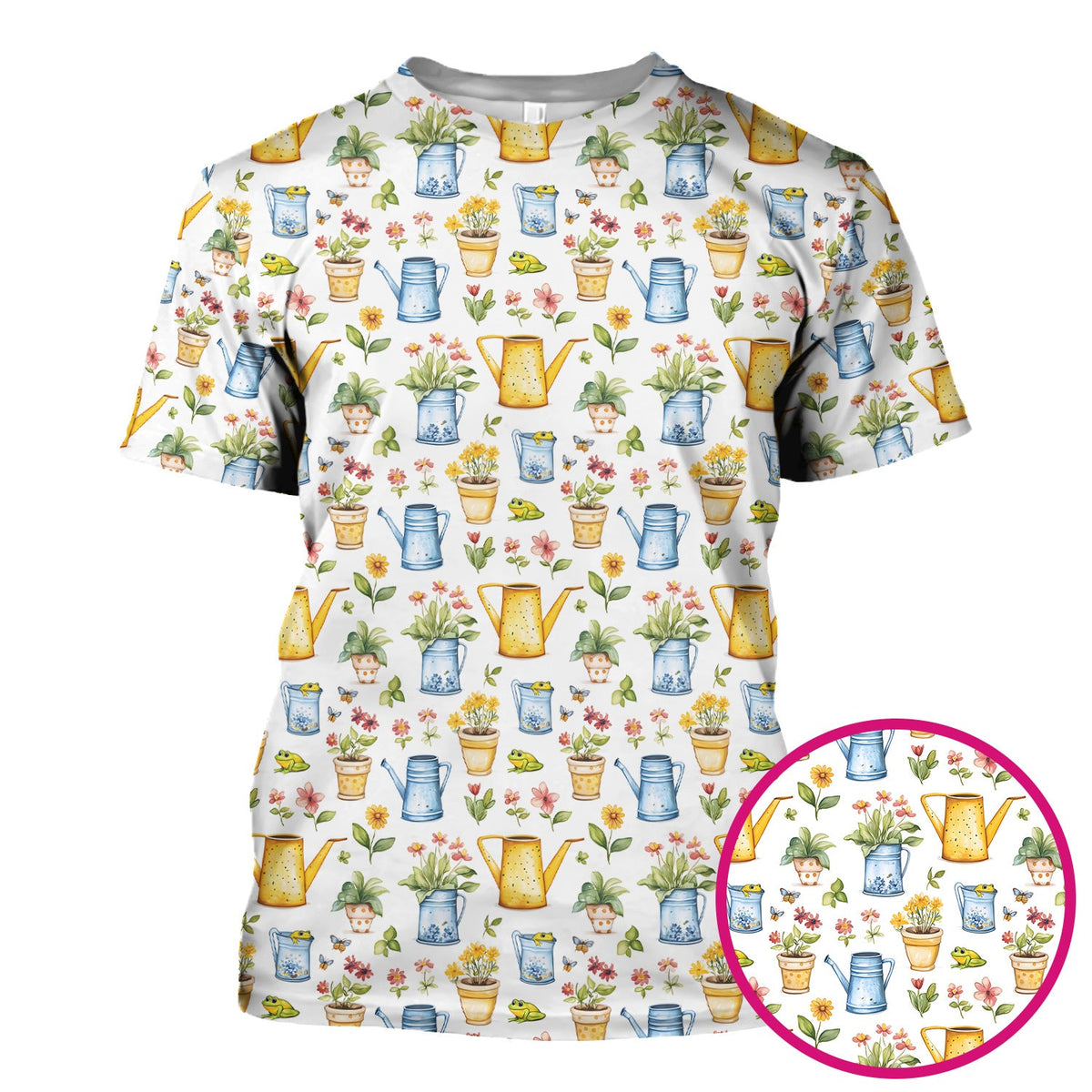 Watering Can Flower Pot Garden Nurse Scrub Top