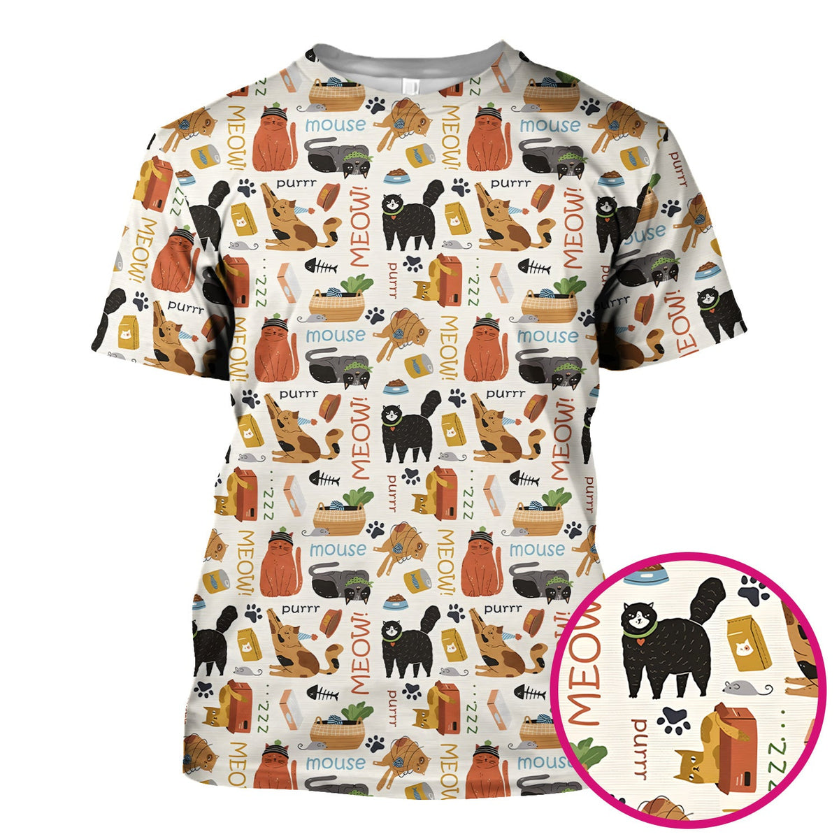 Meow Purr Cat Nurse Scrub Top