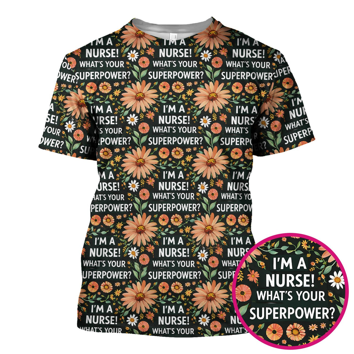Superpower Floral Nurse Scrub Top