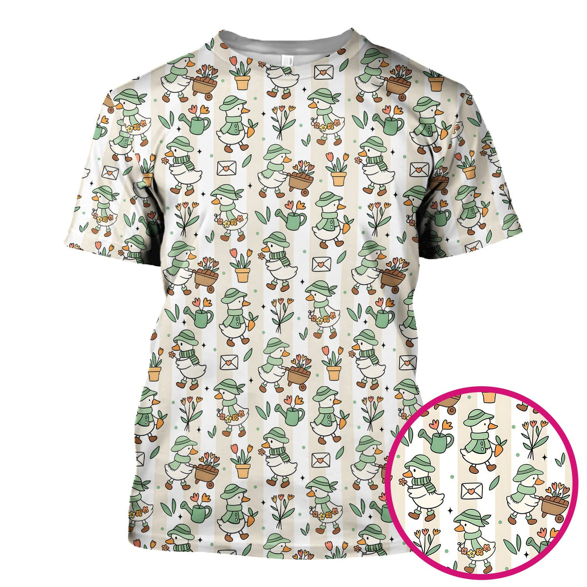 Gardening Duck Floral Nurse Scrub Top