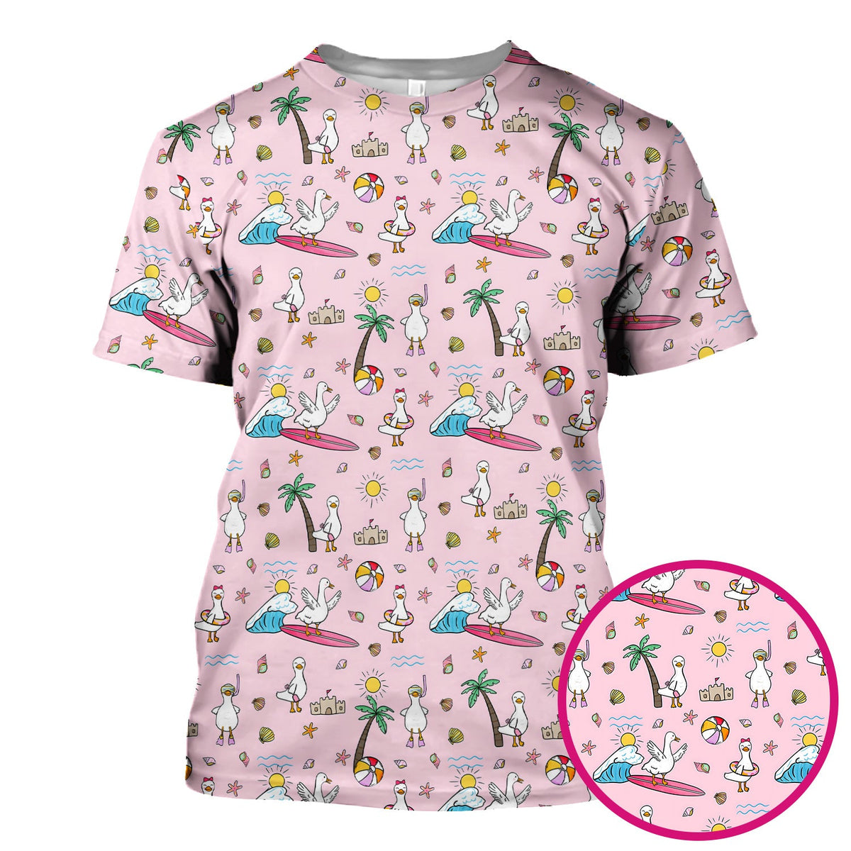 Seagull Surfboard Beach Palm Tree Nurse Scrub Top