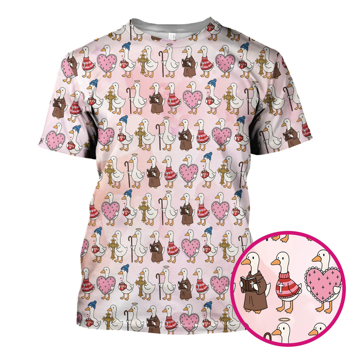 Goose Heart Illustration Nurse Scrub Top - Valentines Day Gift
