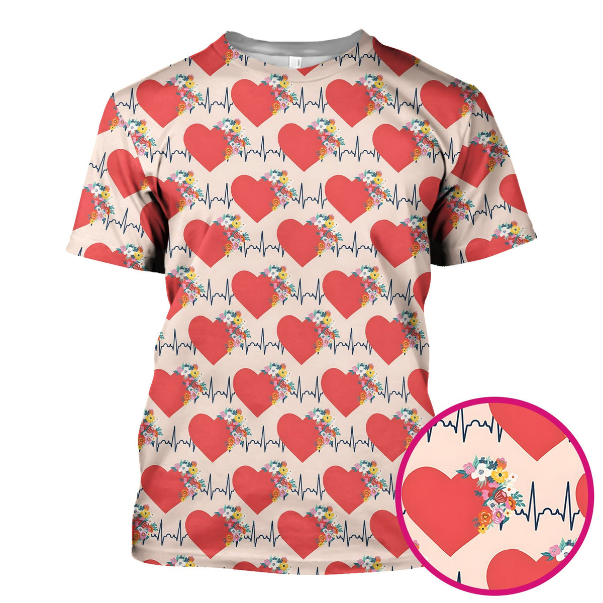 Heartbeat Floral Nurse Scrub Top