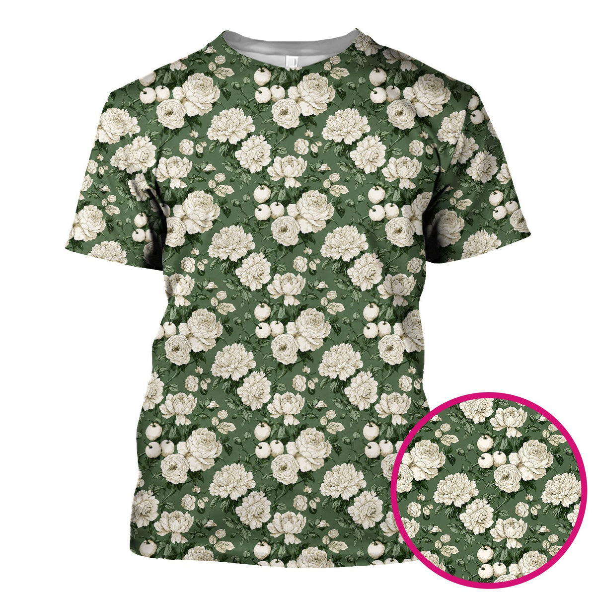 Elegant White Rose Garden Nurse Scrub Top