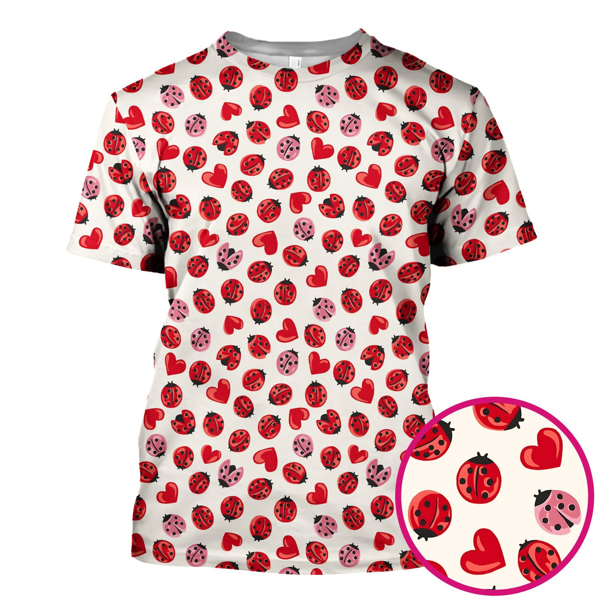 Ladybug Red Heart Nurse Scrub Top