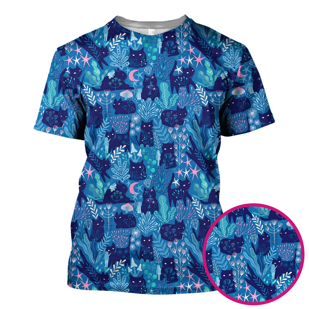 Adorable Celestial Cat Moon Star Nurse Scrub Top