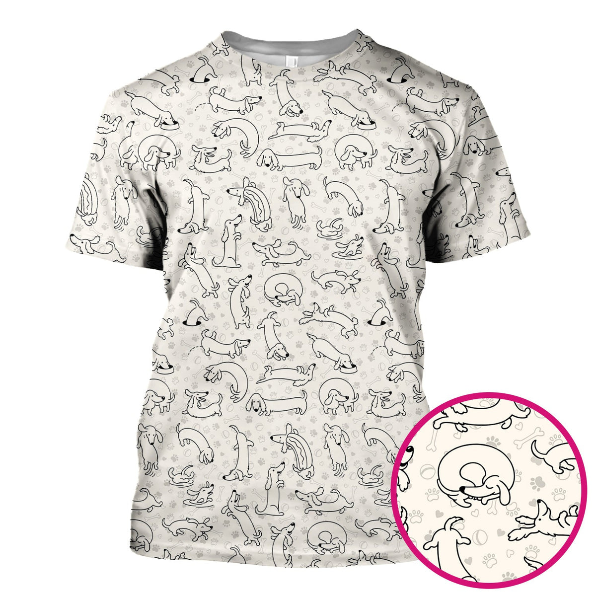 Dachshund Line Art Nurse Scrub Top