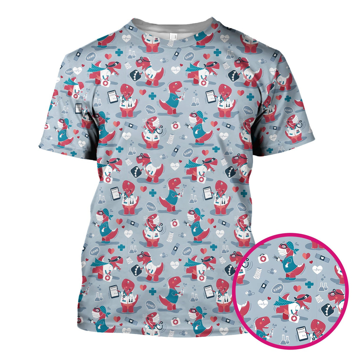 Dinosaur Doctor Nurse Scrub Top