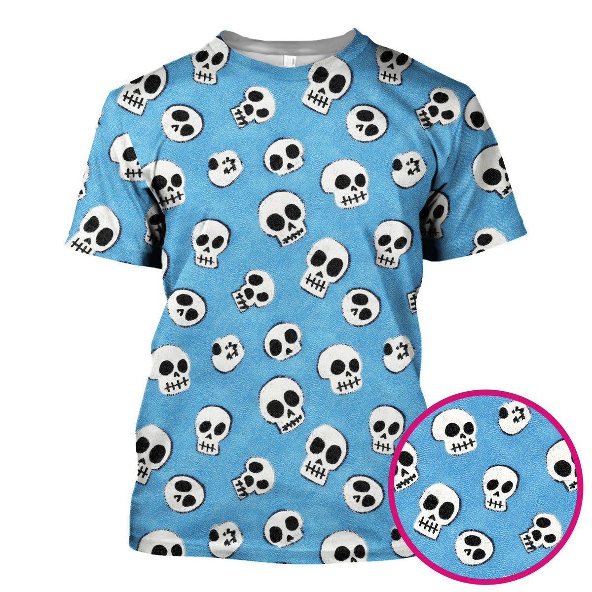 Blue Skull Nurse Scrub Top - Halloween Gift