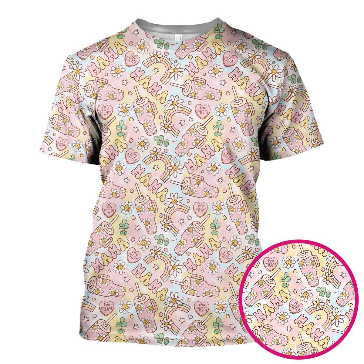 Sweet Nurse Mama Daisy Rainbow Scrub Top