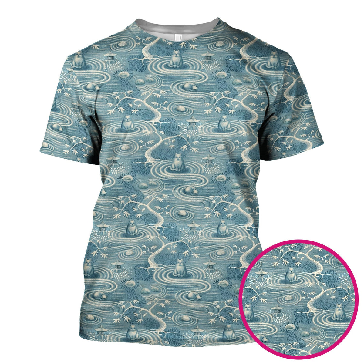 Zen Cat Water Garden Nurse Scrub Top