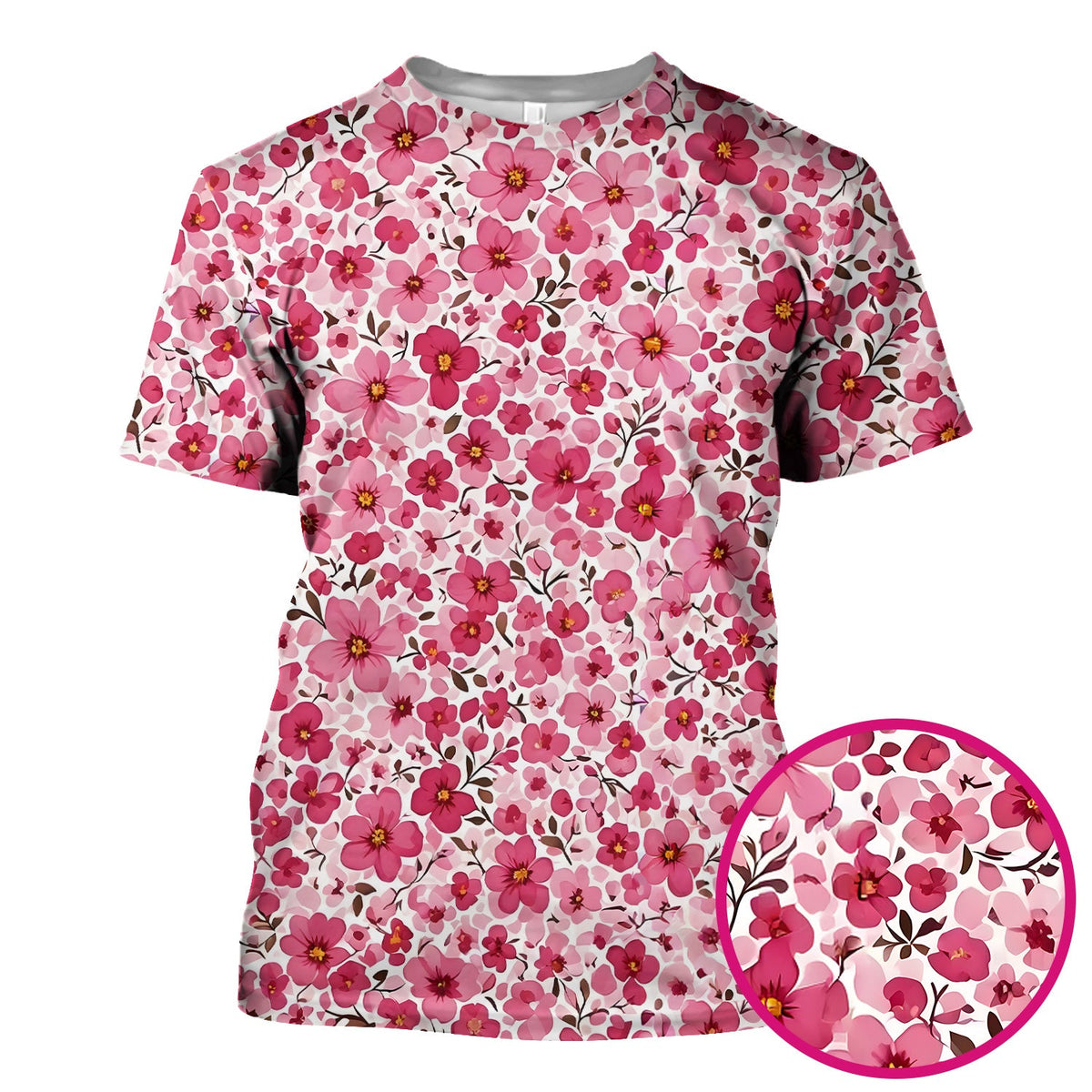 Pink Cherry Blossom Nurse Scrub Top