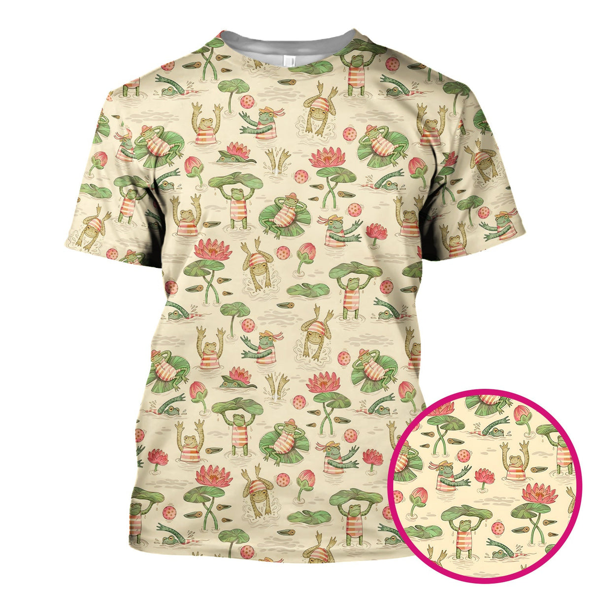 Frogs Swimming Lily Pond Nurse Scrub Top