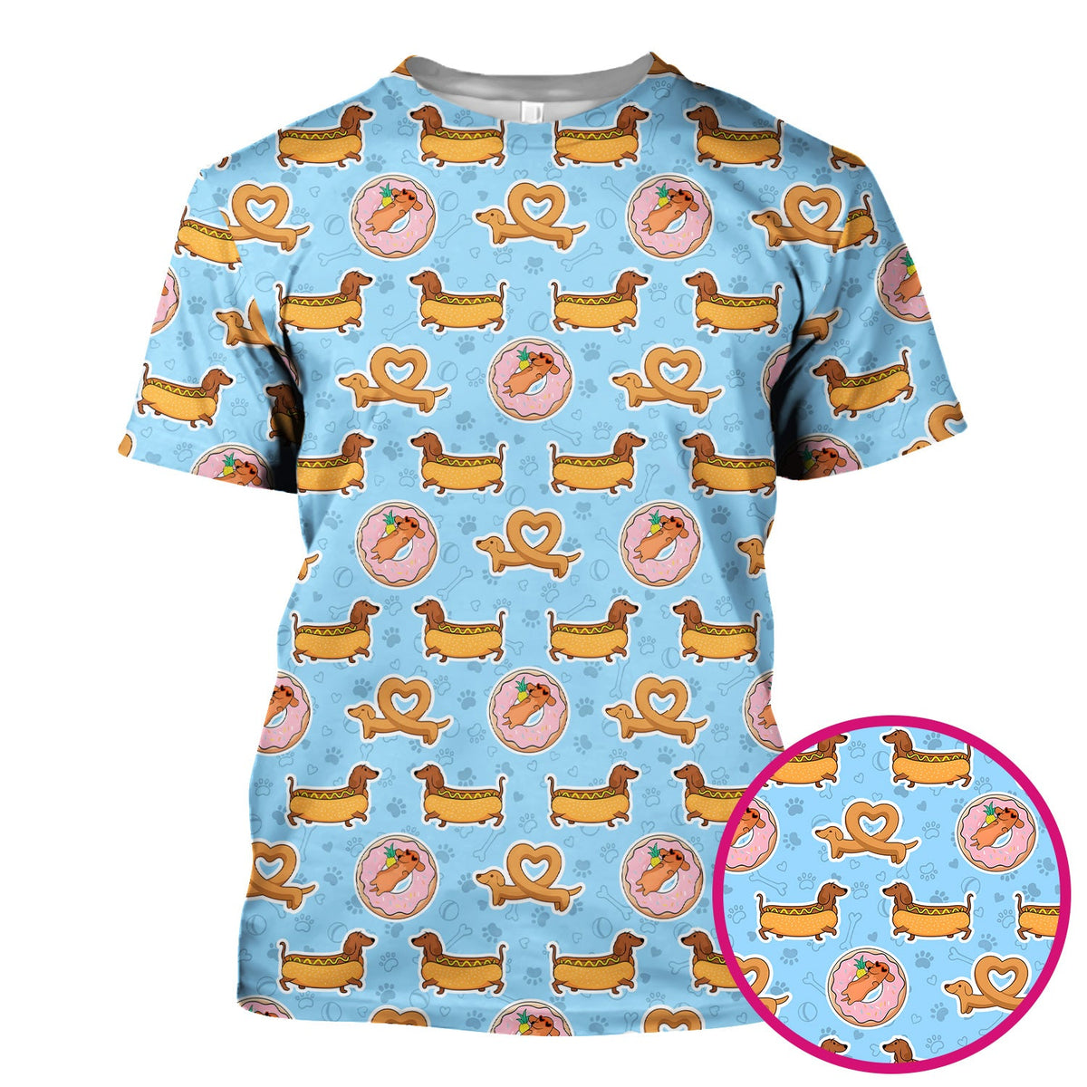 Dachshund Donut Heart Nurse Scrub Top