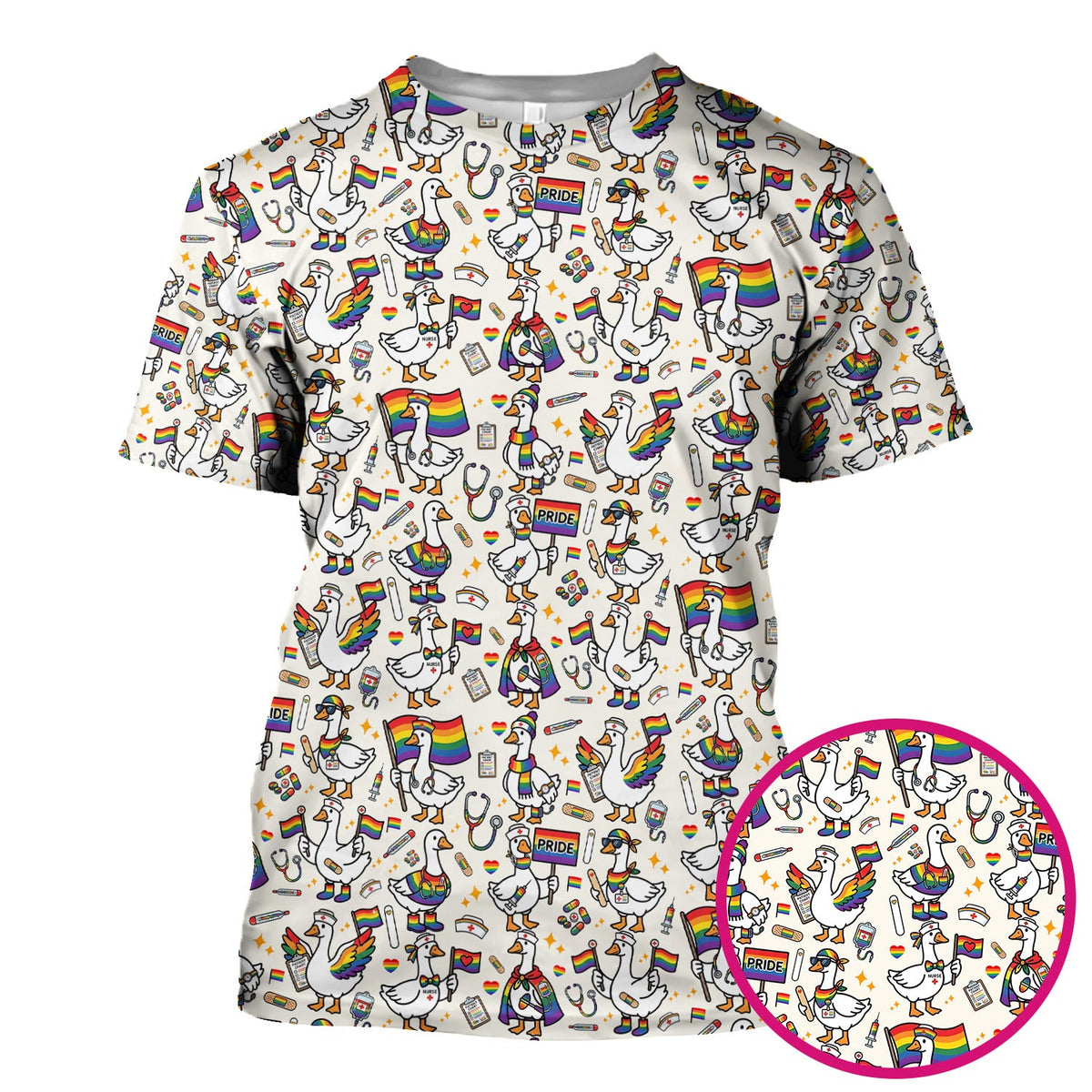 LGBT Pride Nurse Duck Scrub Top