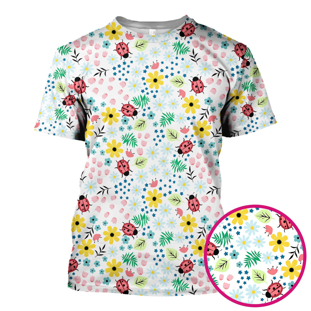 Ladybug Floral Garden Nurse Scrub Top