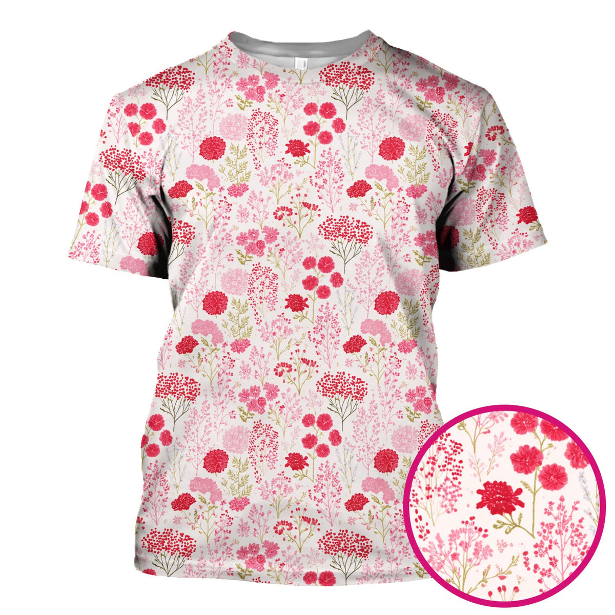 Pink Floral Allover Nurse Scrub Top