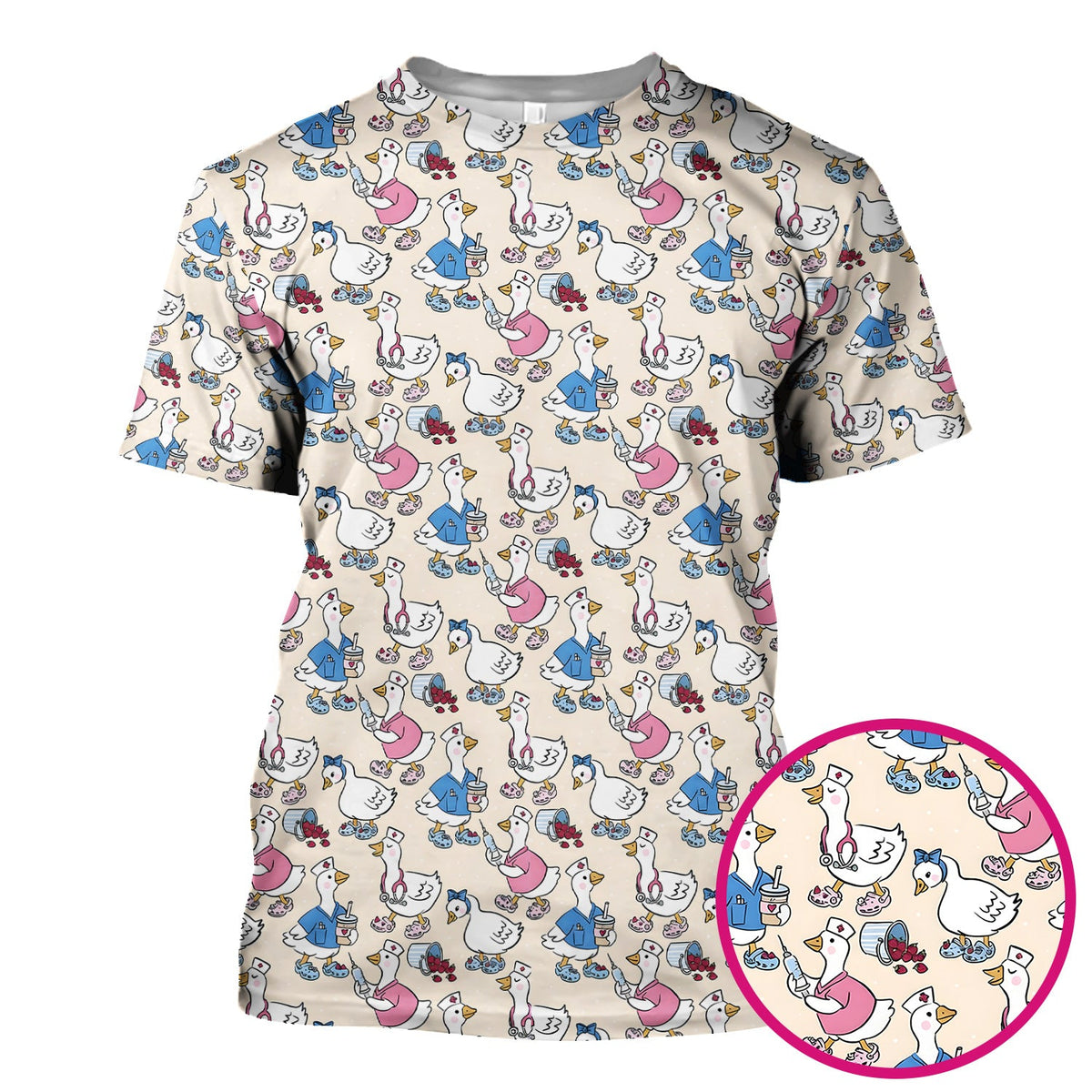 Goose Cartoon Nurse Scrub Top