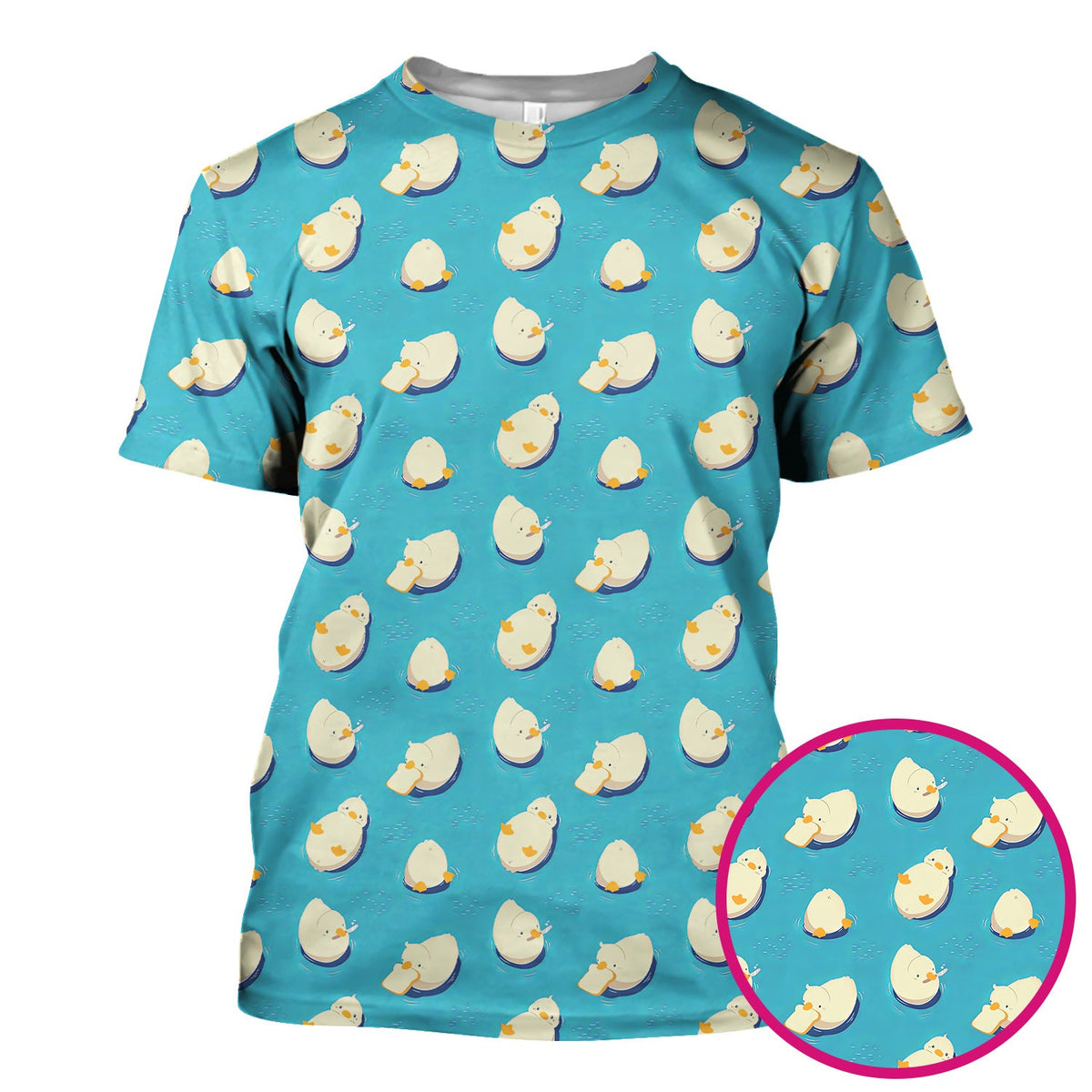 Cute Blue Duck Pond Nurse Scrub Top