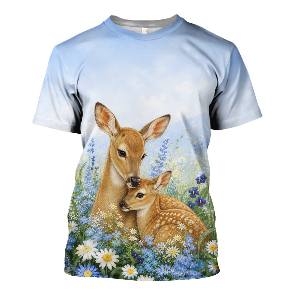 Deer Mother Baby Meadow Nurse Scrub Top