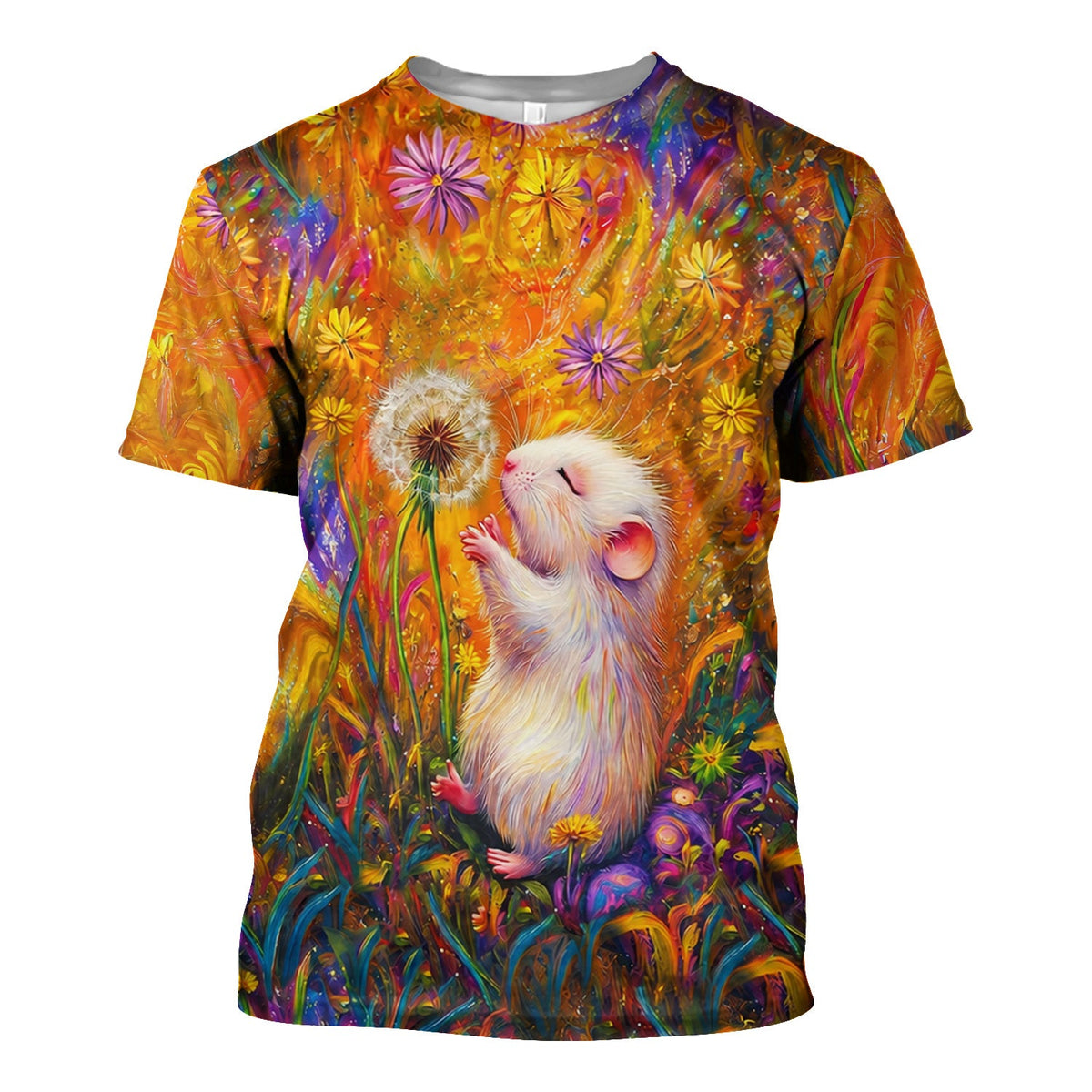 Whimsical Mouse Dandelion Nurse Scrub Top