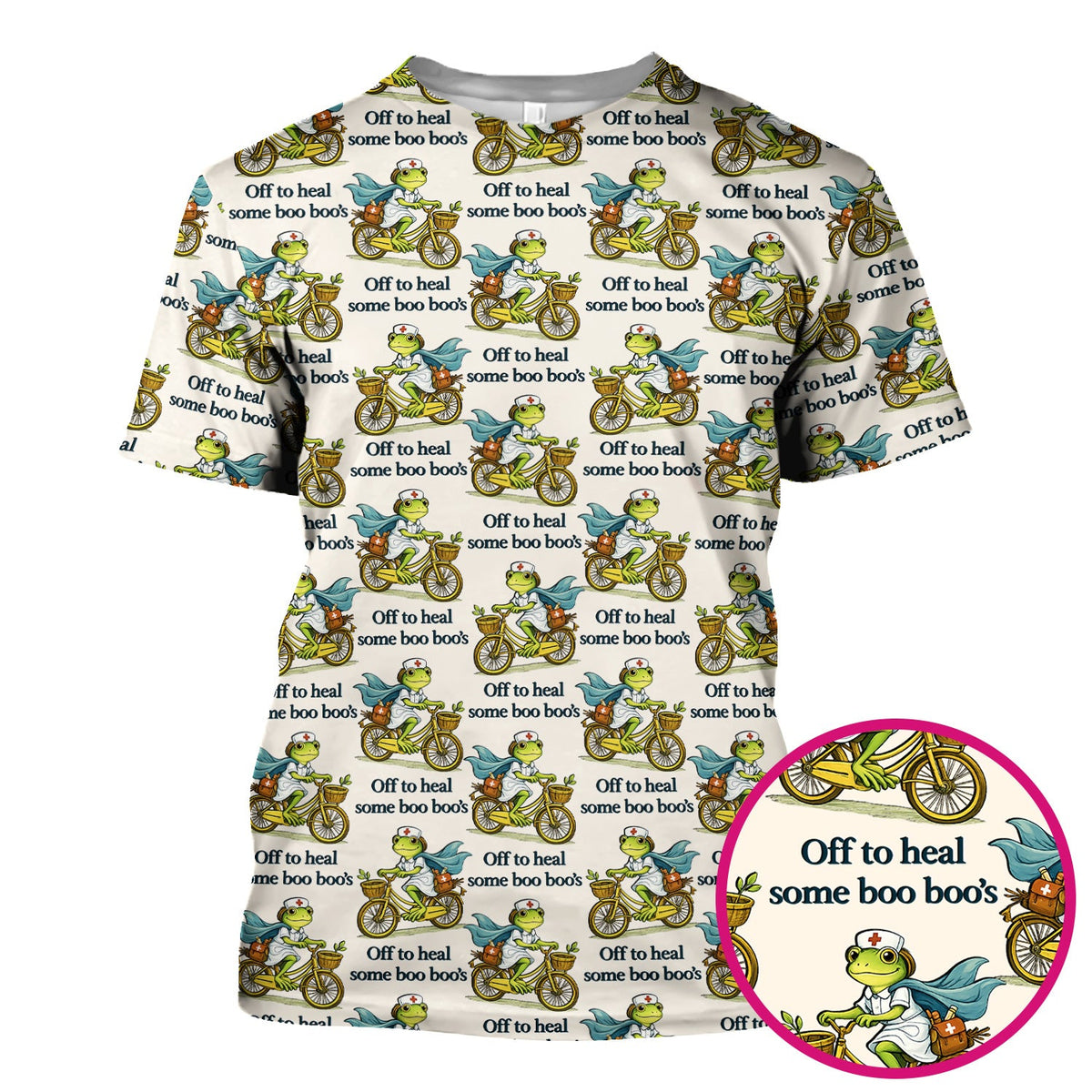 Frog Cycling Nurse Scrub Top