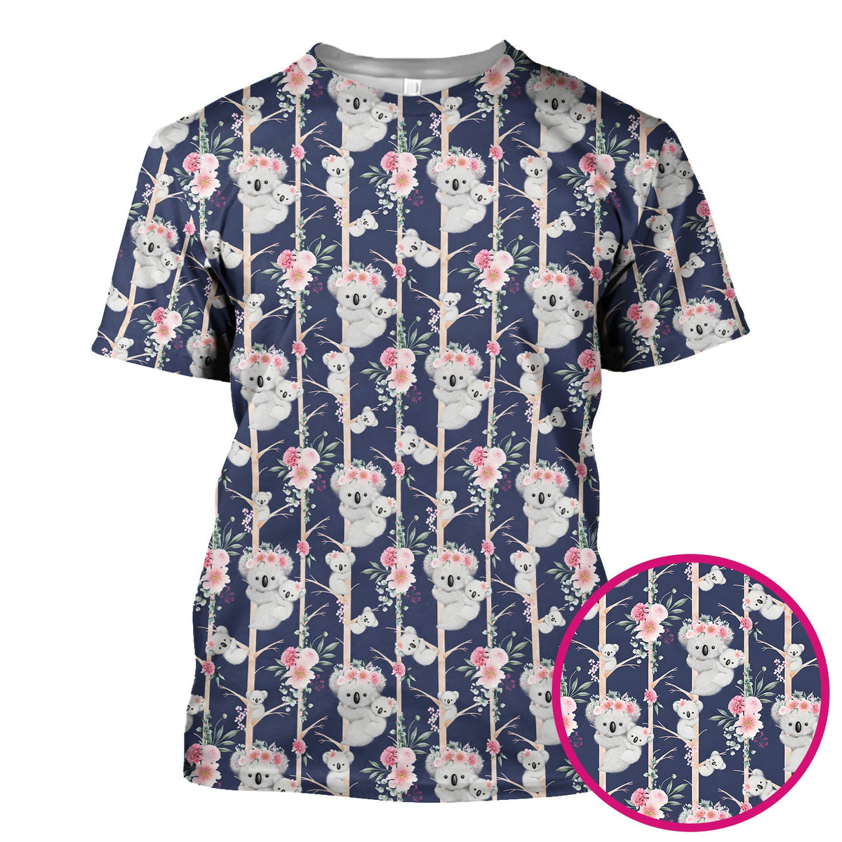 Koala Climbing Tree Blossom Nurse Scrub Top