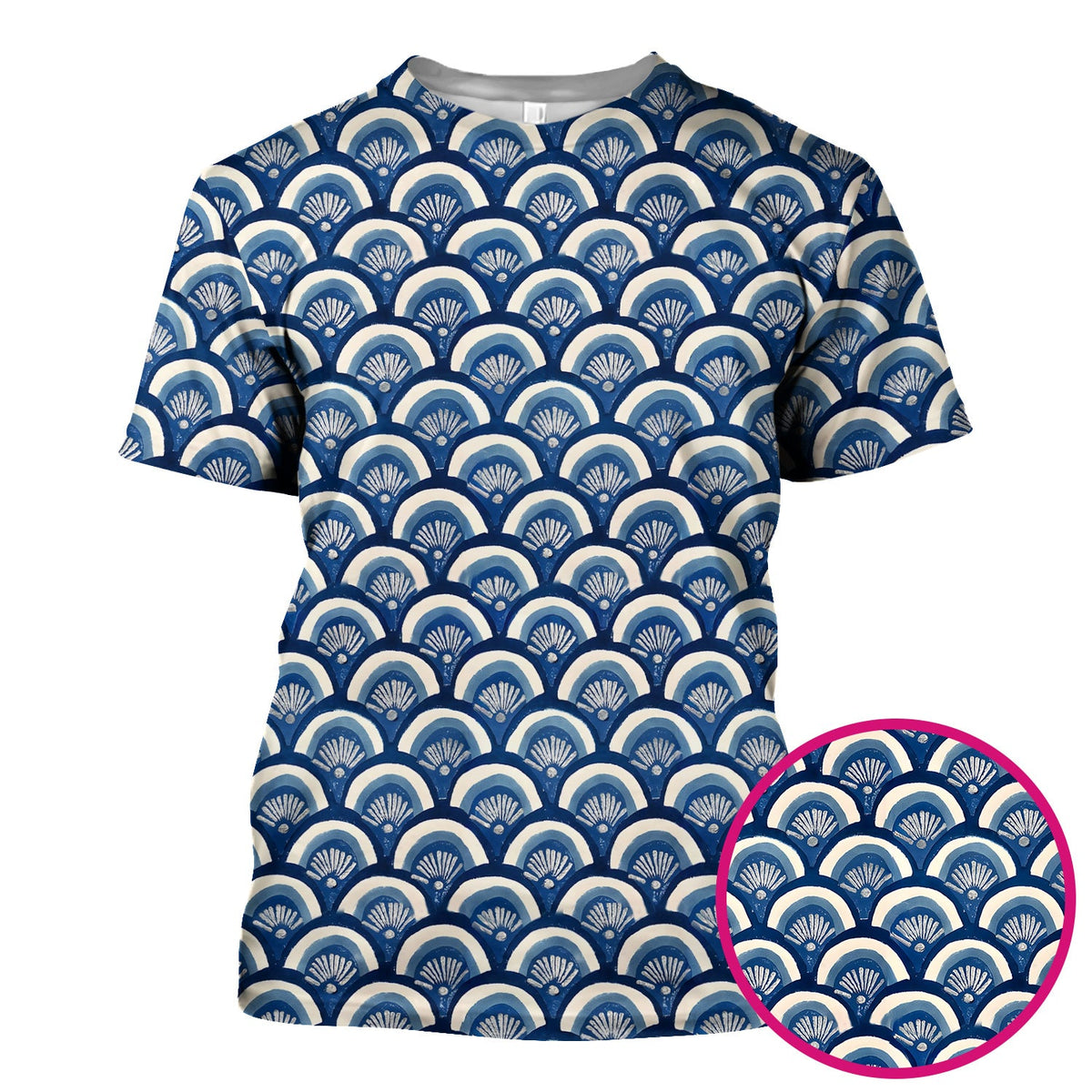 Blue Seashell Nurse Scrub Top