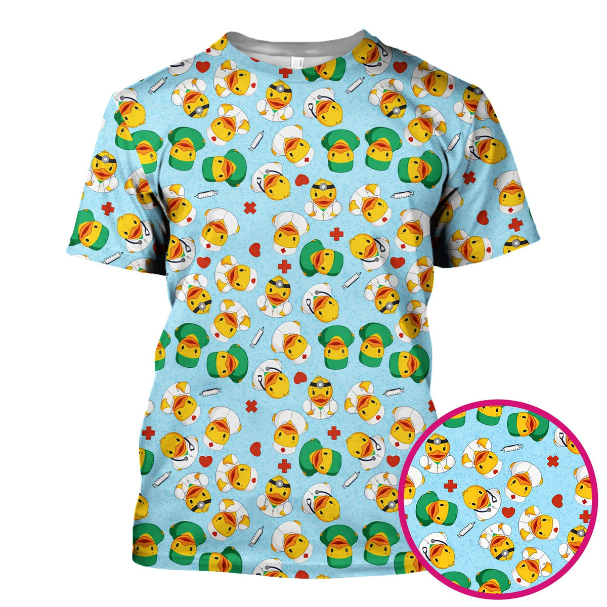 Duck Doctor Cartoon Nurse Scrub Top