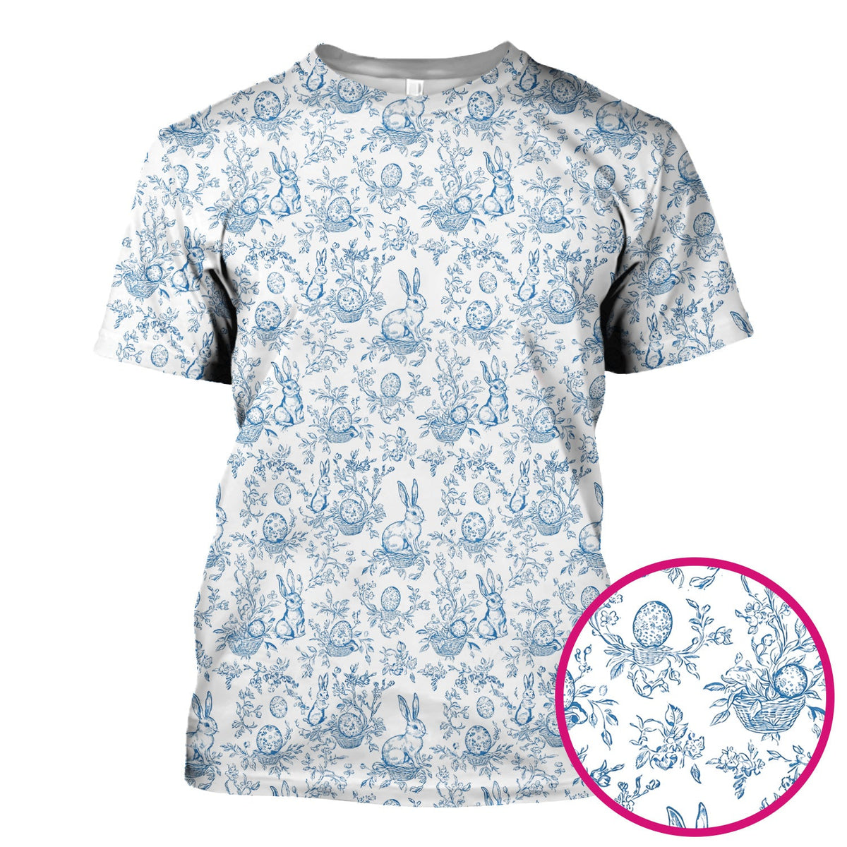 Bunny Floral Egg Toile Nurse Scrub Top - Easter Gift