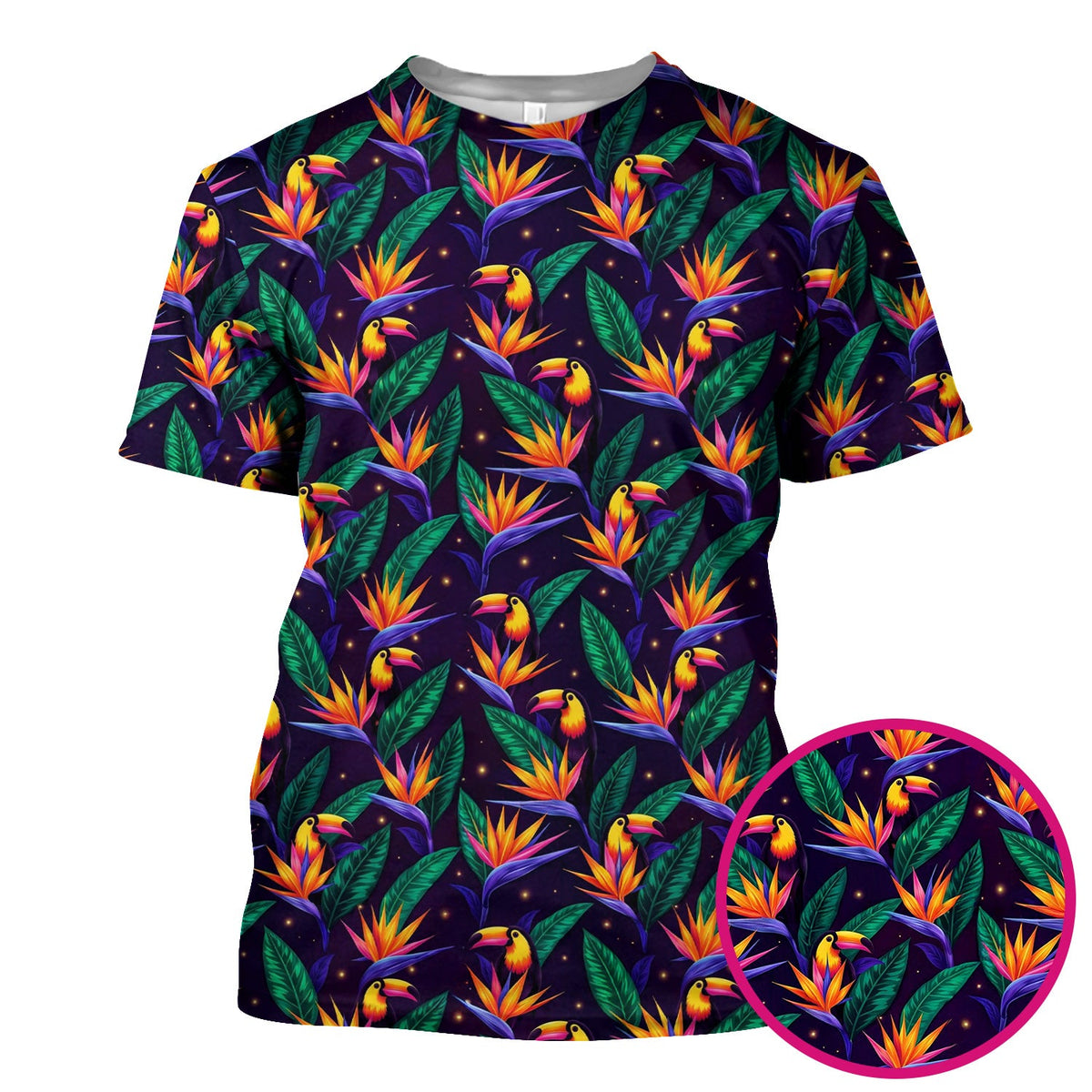 Tropical Toucan Paradise Leaves Nurse Scrub Top