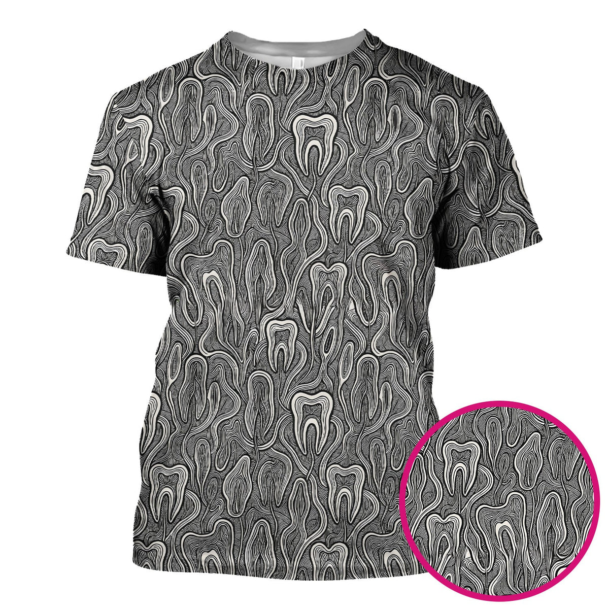 Dental Tooth Line Art Nurse Scrub Top