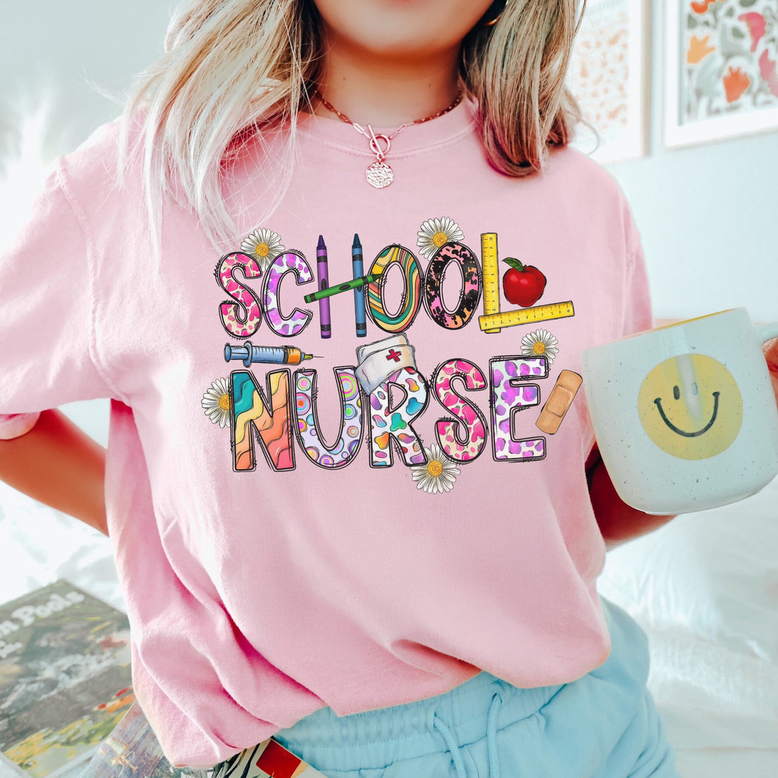 School Crayons Bandages Nurse Shirt