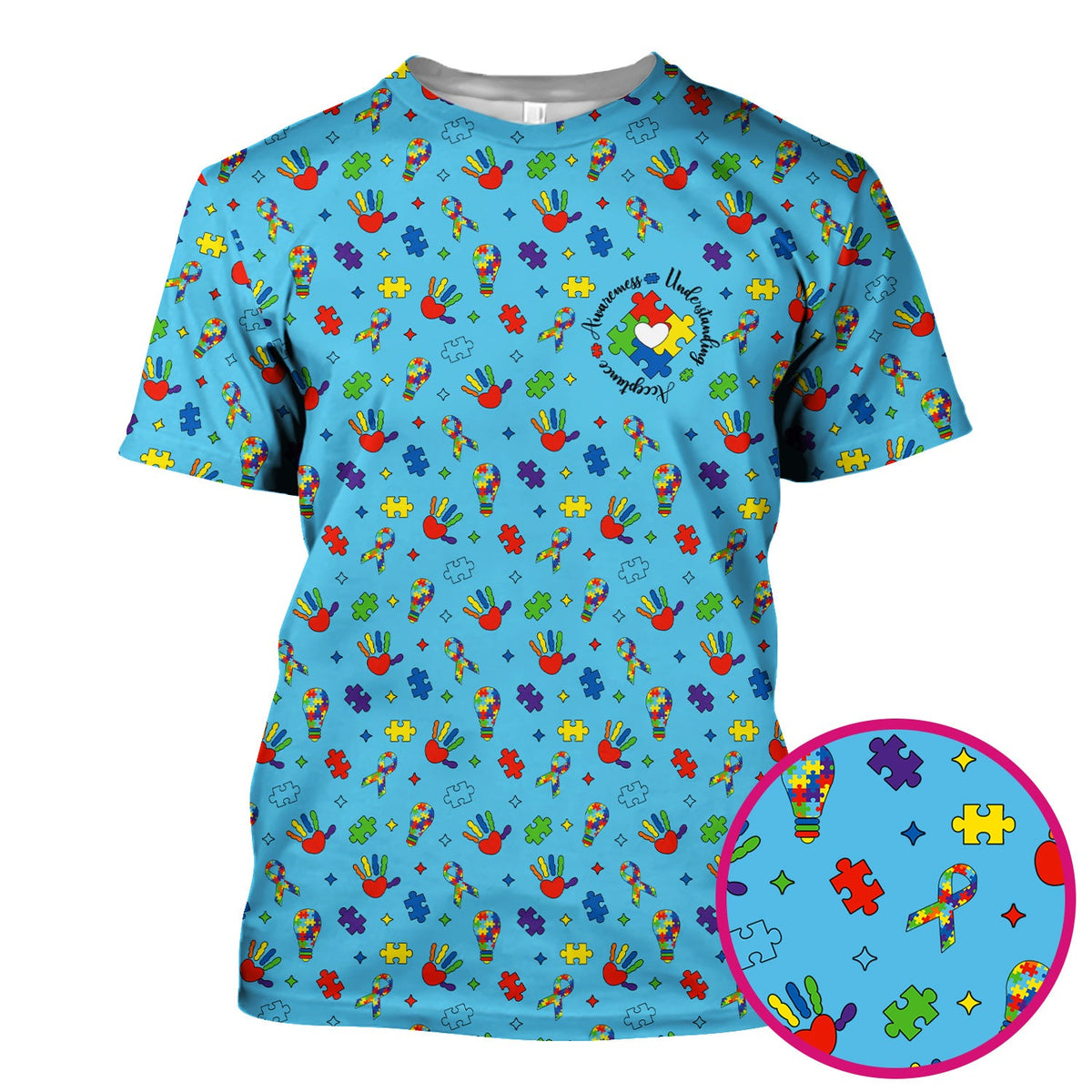 Autism Awareness Colorful Puzzle Nurse Scrub Top