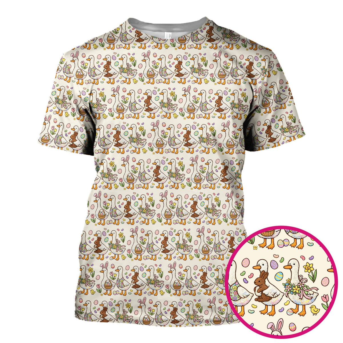 Duck Bunny Egg Floral Nurse Scrub Top - Easter Gift