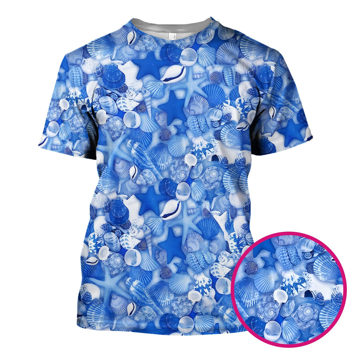 Blue Seashell Starfish Ocean Nurse Scrub Top