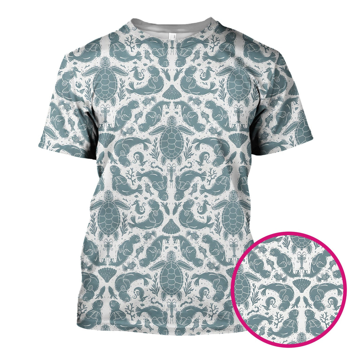 Ocean Sea Marine Life Nurse Scrub Top