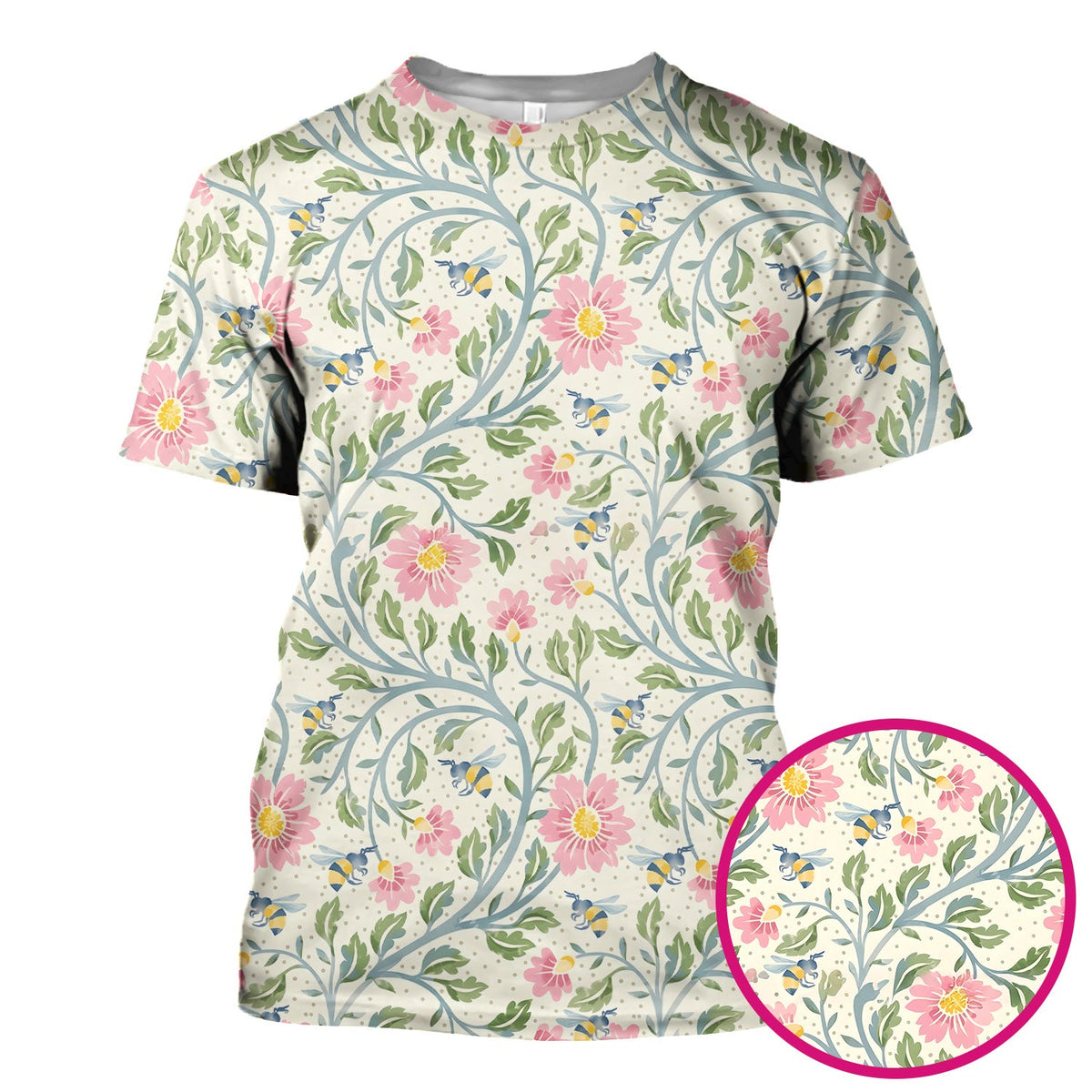 Floral Bee Garden Nurse Scrub Top