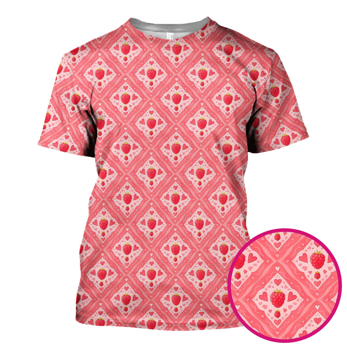 Raspberry Heart Diamond Nurse Scrub Top
