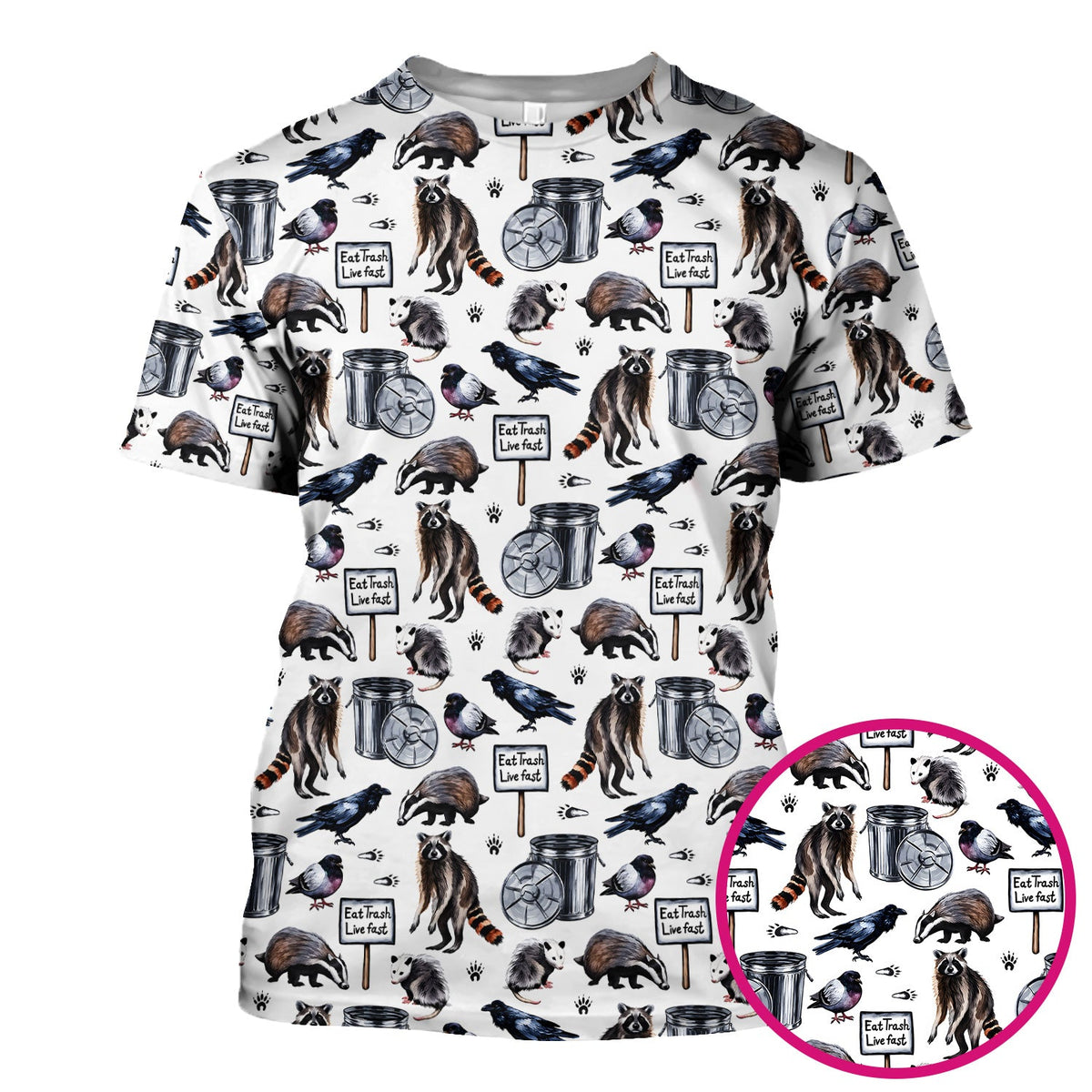 Raccoon Opossum Eat Trash Nurse Scrub Top
