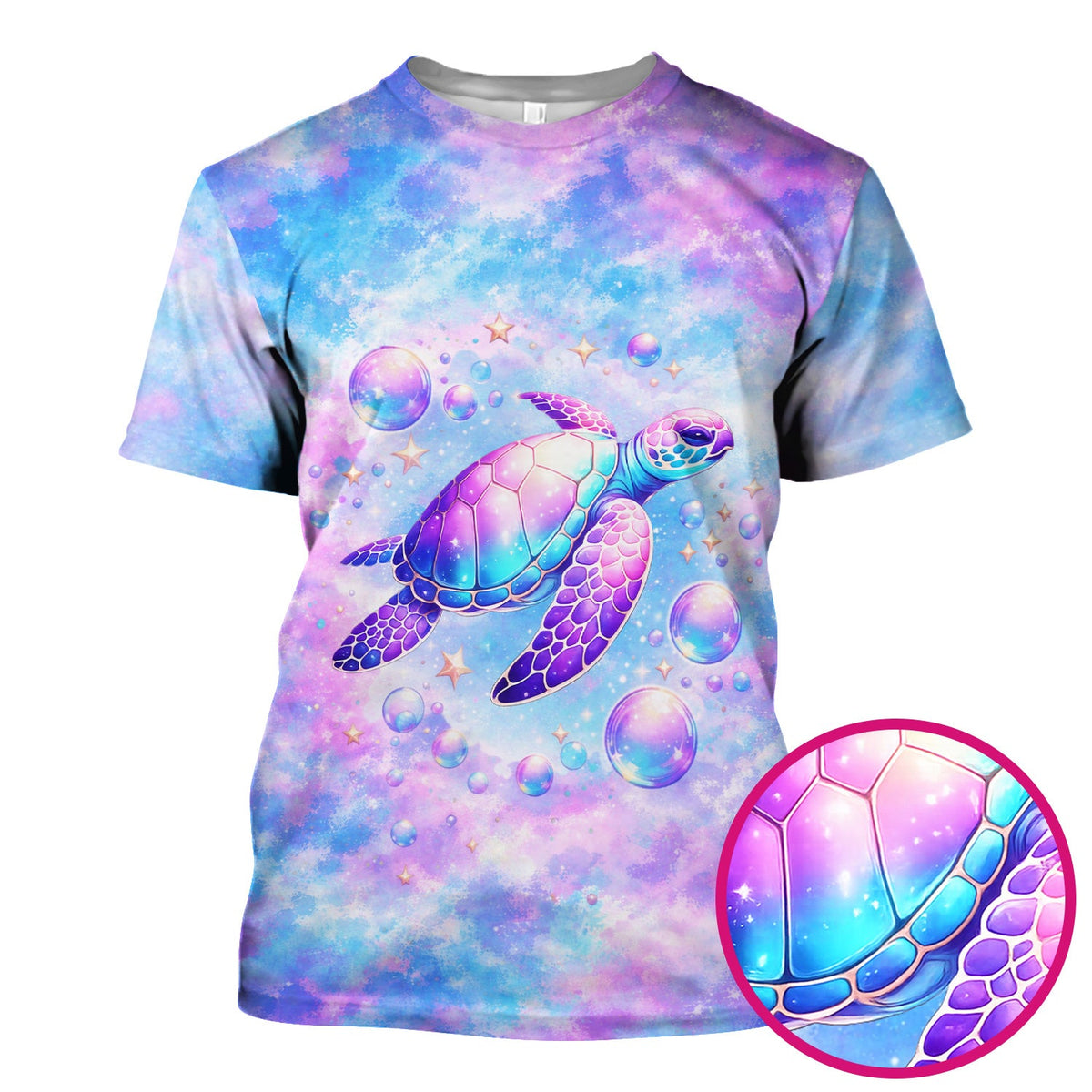 Pastel Galaxy Sea Turtle Bubble Nurse Scrub Top