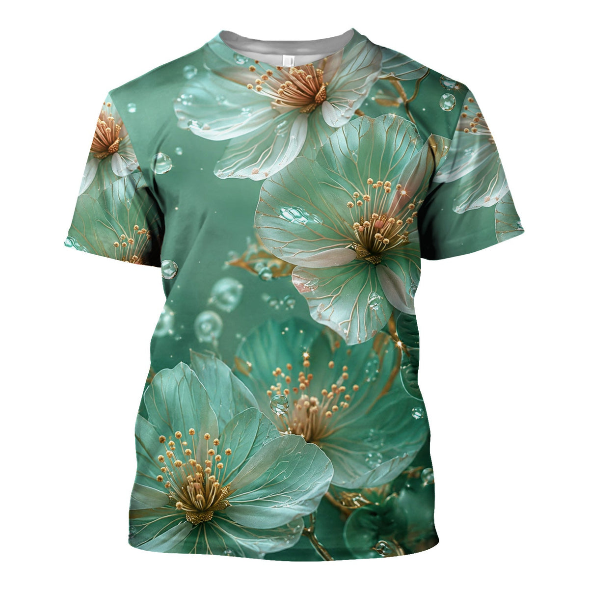 Elegant Mint Blossom Dewdrop Nurse Scrub Top