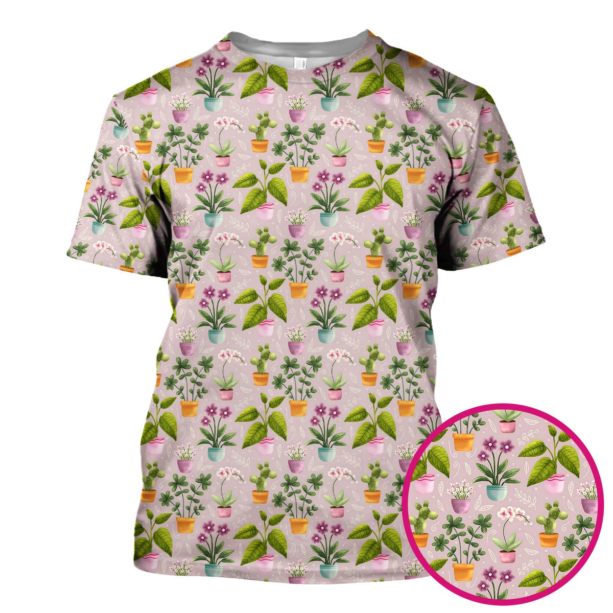 Potted Orchid Cactus Nurse Scrub Top