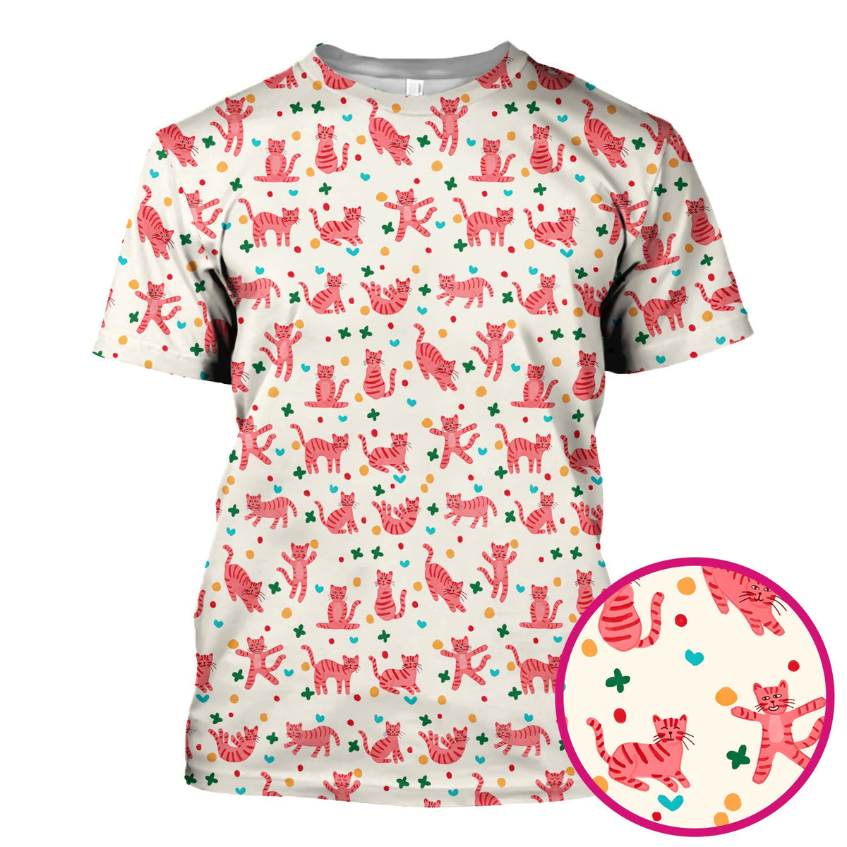 Pink Cat Nurse Scrub Top
