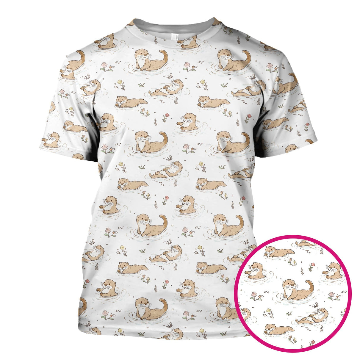 Otter Swimming Floating Water Nurse Scrub Top