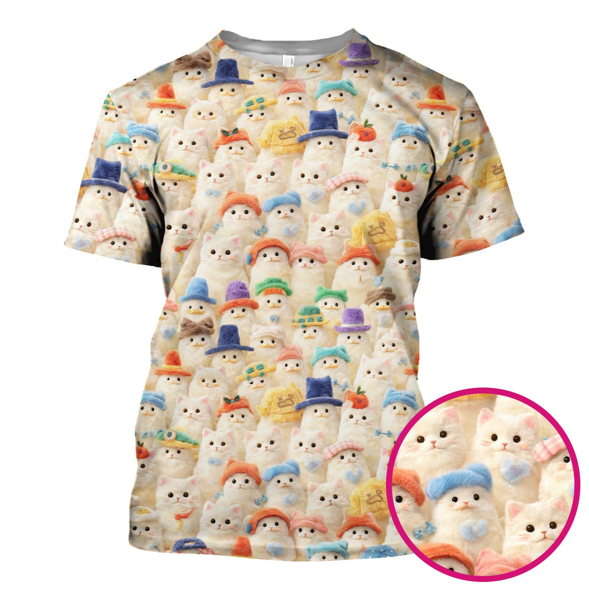 Adorable Cats Wearing Colorful Hats Nurse Scrub Top